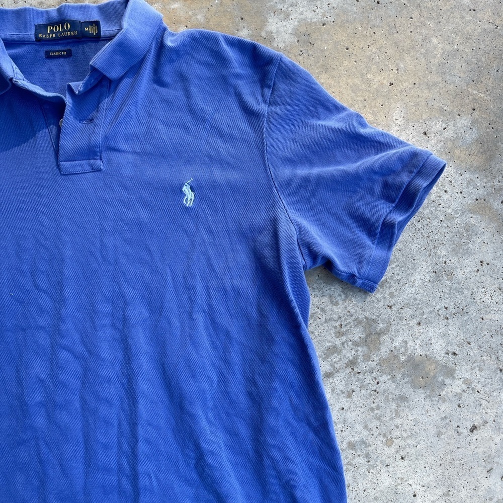 Men's Polo Ralph Lauren Polo Muscle Tee Size M Blue Logo, Made In Sri Lanka - Picture 5 of 5